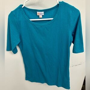 Blue Ribbed Women's Top